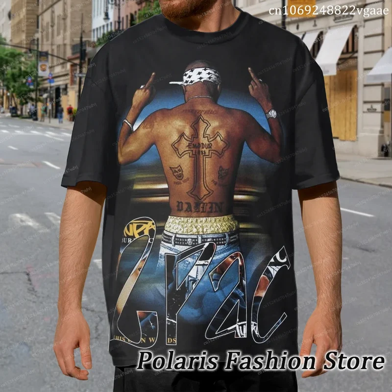 Herren Rap & Hip Hop T-Shirt Rundhals Sommer Streetwear Rapper Oversized Shirt