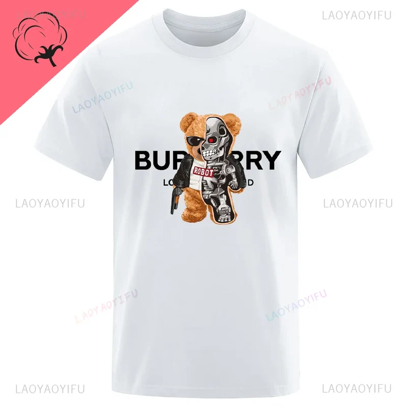Fashion Herren Hip Hop Teddybär T-Shirt Rundhals Unisex Sommer Streetwear Top