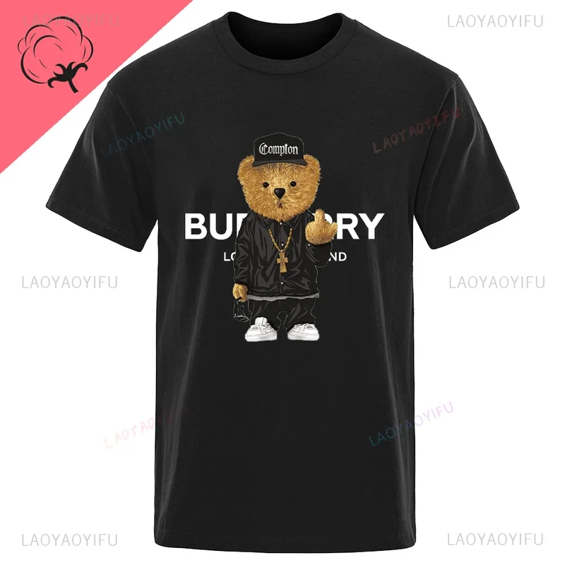 Fashion Herren Hip Hop Teddybär T-Shirt Rundhals Unisex Sommer Streetwear Top