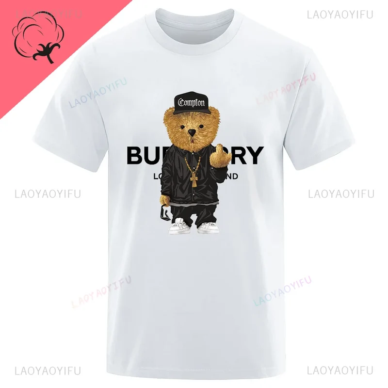 Fashion Herren Hip Hop Teddybär T-Shirt Rundhals Unisex Sommer Streetwear Top