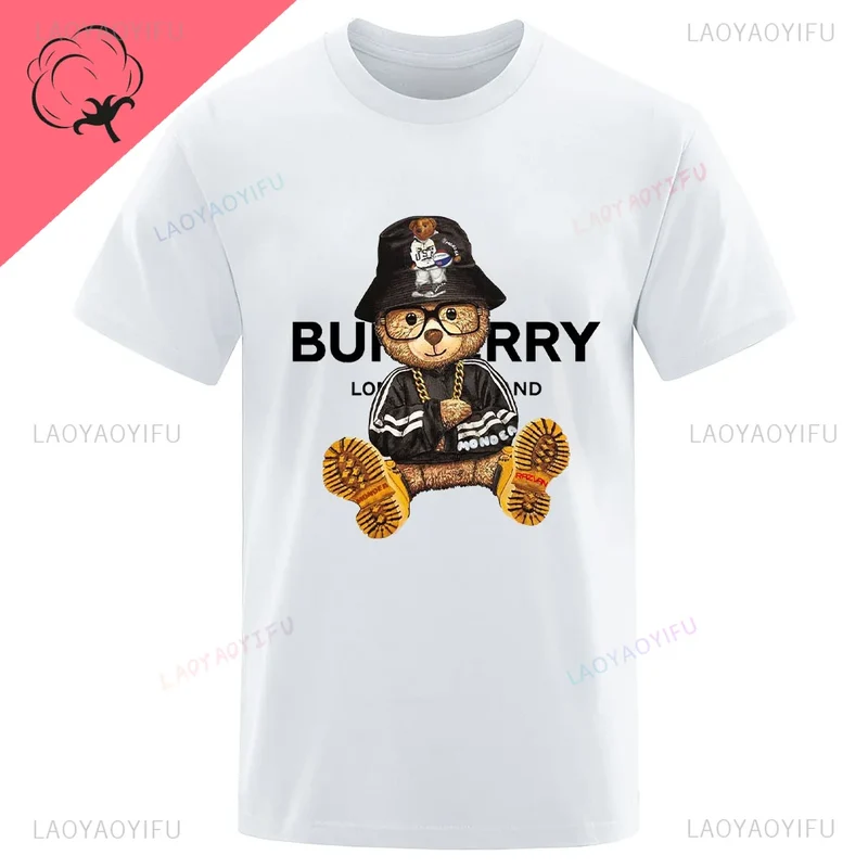 Fashion Herren Hip Hop Teddybär T-Shirt Rundhals Unisex Sommer Streetwear Top