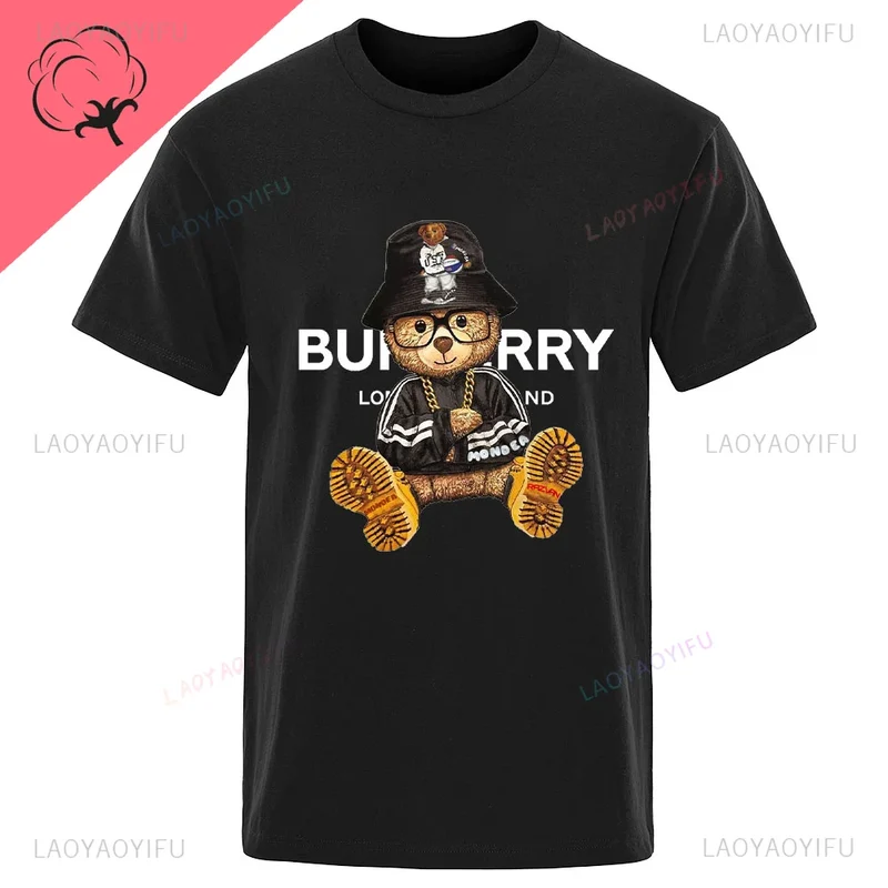 Fashion Herren Hip Hop Teddybär T-Shirt Rundhals Unisex Sommer Streetwear Top