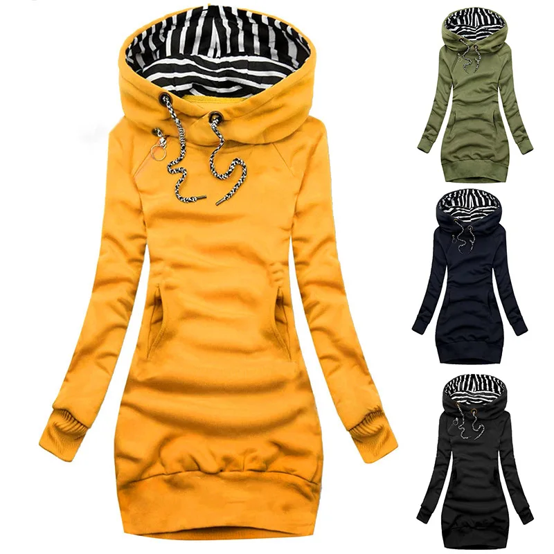 Damen Kapuzenkleid Pullikleid Party Kleid Minikleid Hoodie Kapuzenpullover