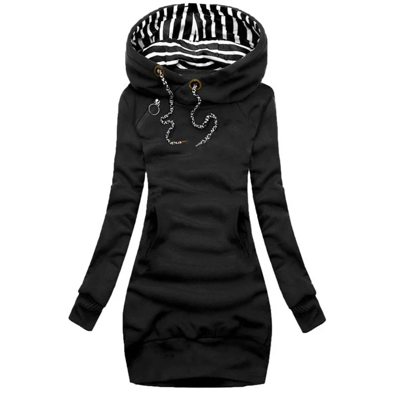 Damen Kapuzenkleid Pullikleid Party Kleid Minikleid Hoodie Kapuzenpullover