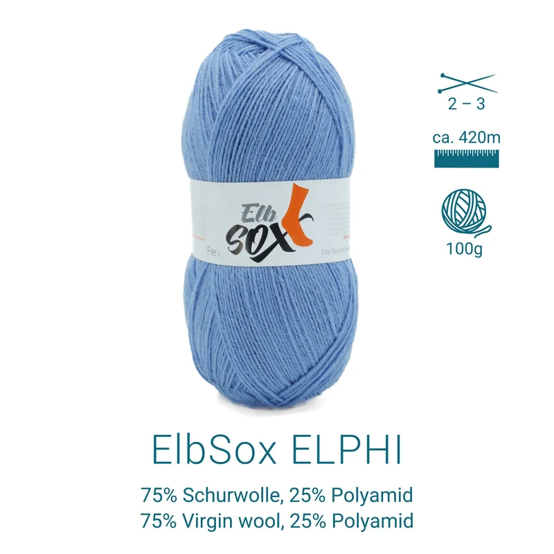 ElbSox Pier 4 | 100g Sockenwolle | 009 - Himmelblau