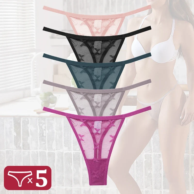 5Stk Frauen Spitze Tanga String Höschen Sexy Schlüpfer Slip Dessous Unterwäsche