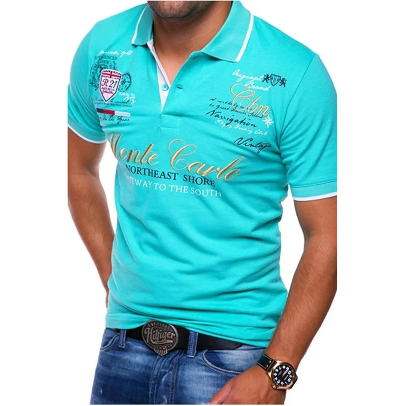 Herren Poloshirt Kontrast Kragen Polo Kurzarm Slim Fit Hemd Polohemd T-Shirt NEU