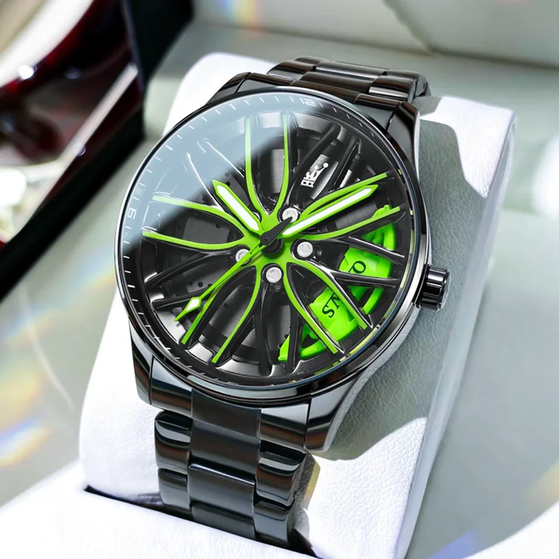 Herren Armbanduhr Edelstahl Felge Fashion Sport Quarz Uhr Chronograph Business