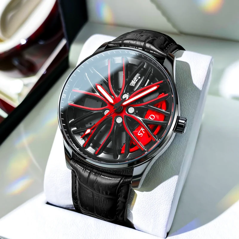 Herren Armbanduhr Edelstahl Felge Fashion Sport Quarz Uhr Chronograph Business