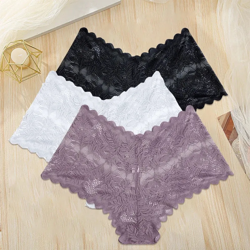 3Stk Frauen Spitze Tanga String Höschen Sexy Schlüpfer Slip Dessous Unterwäsche