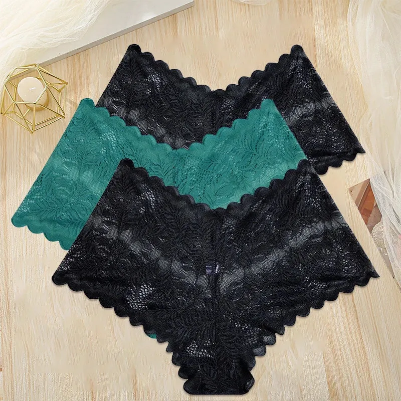 3Stk Frauen Spitze Tanga String Höschen Sexy Schlüpfer Slip Dessous Unterwäsche