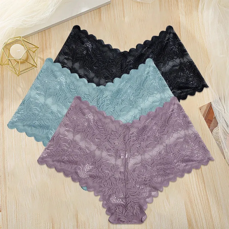 3Stk Frauen Spitze Tanga String Höschen Sexy Schlüpfer Slip Dessous Unterwäsche