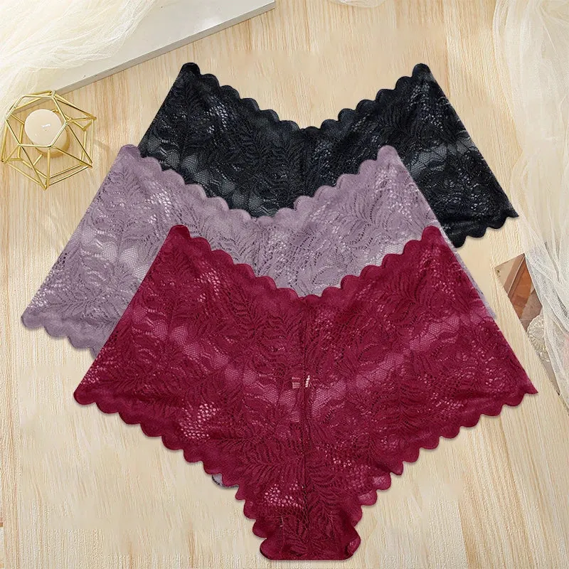 3Stk Frauen Spitze Tanga String Höschen Sexy Schlüpfer Slip Dessous Unterwäsche