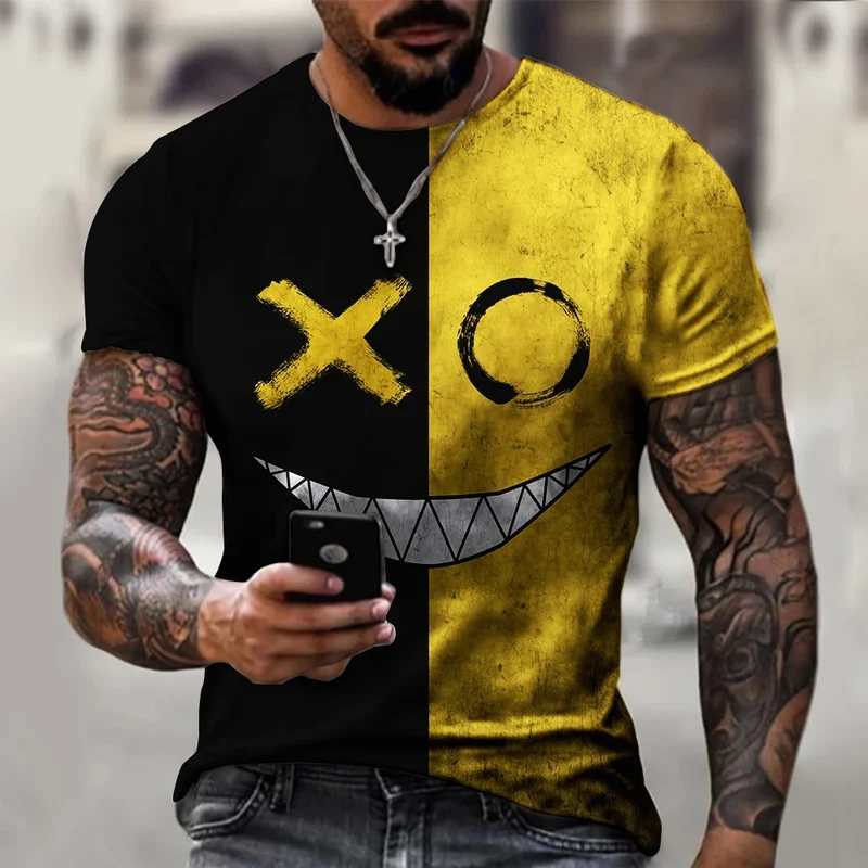 Fashion Herren Hip Hop Smiling Face T-Shirt Rundhals Unisex Sommer StreetwearTop
