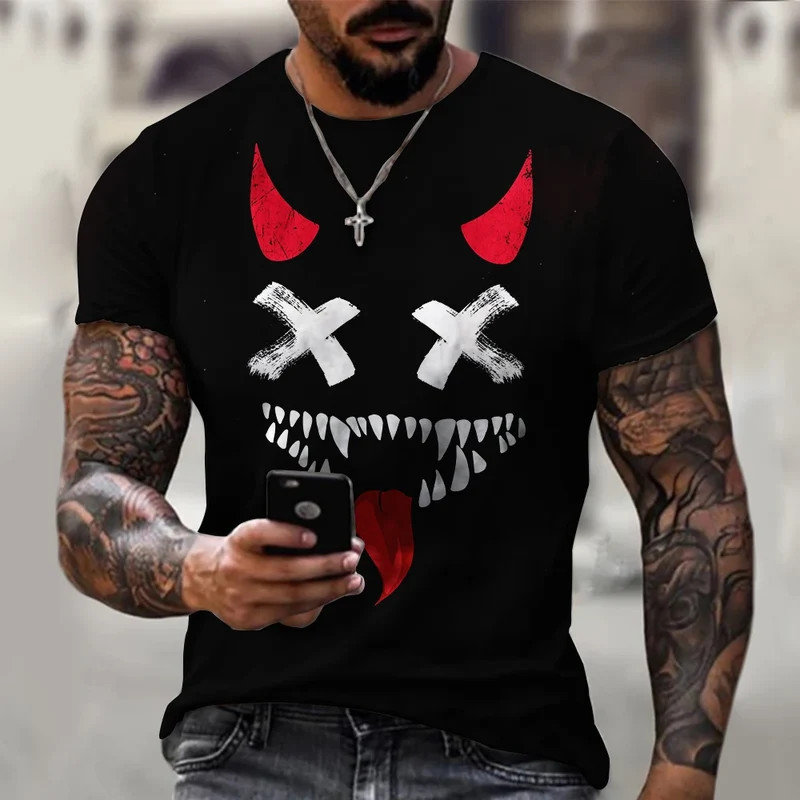 Fashion Herren Hip Hop Smiling Face T-Shirt Rundhals Unisex Sommer StreetwearTop