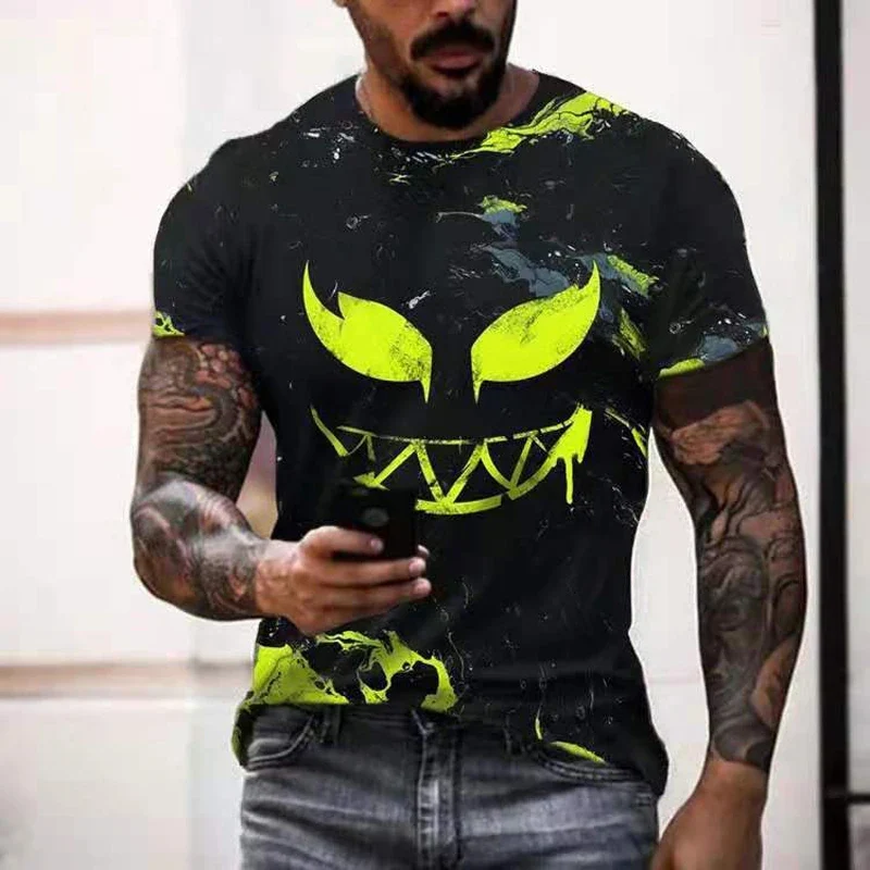 Fashion Herren Hip Hop Smiling Face T-Shirt Rundhals Unisex Sommer StreetwearTop