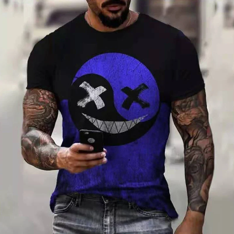 Fashion Herren Hip Hop Smiling Face T-Shirt Rundhals Unisex Sommer StreetwearTop