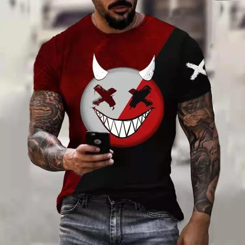Fashion Herren Hip Hop Smiling Face T-Shirt Rundhals Unisex Sommer StreetwearTop