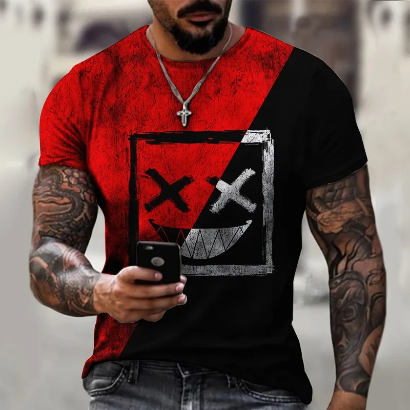 Fashion Herren Hip Hop Smiling Face T-Shirt Rundhals Unisex Sommer StreetwearTop
