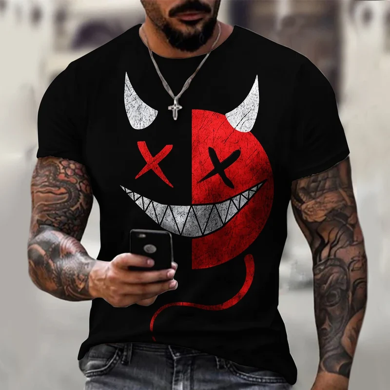 Fashion Herren Hip Hop Smiling Face T-Shirt Rundhals Unisex Sommer StreetwearTop