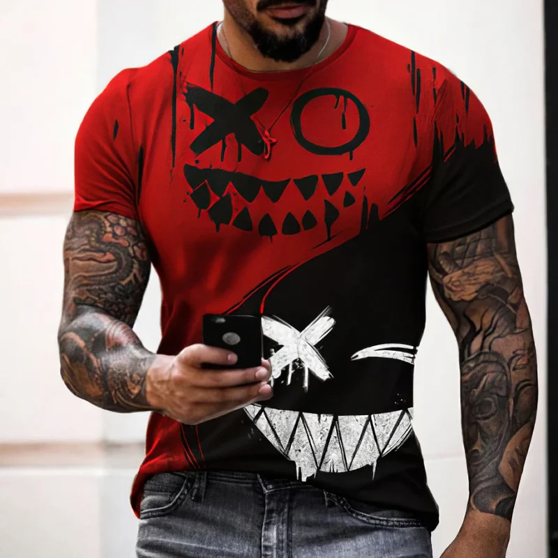 Fashion Herren Hip Hop Smiling Face T-Shirt Rundhals Unisex Sommer StreetwearTop