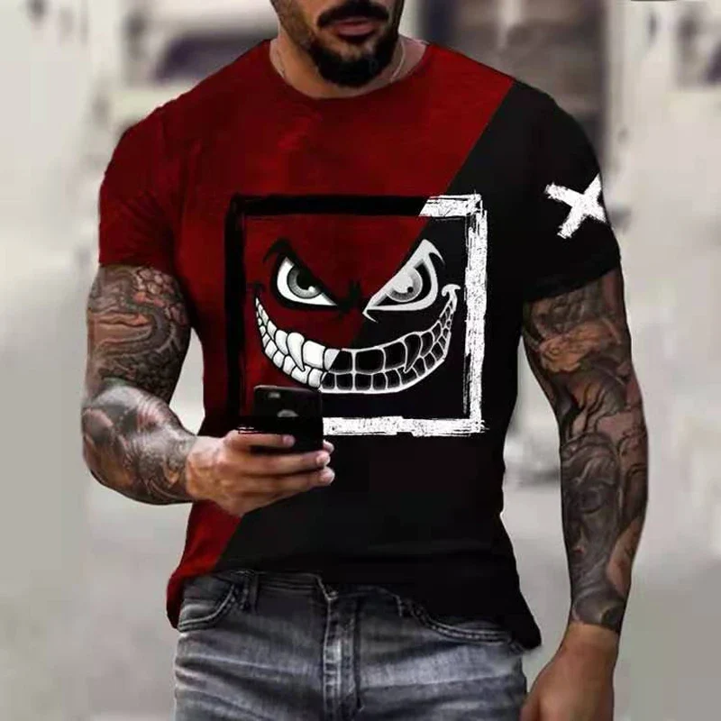 Fashion Herren Hip Hop Smiling Face T-Shirt Rundhals Unisex Sommer StreetwearTop