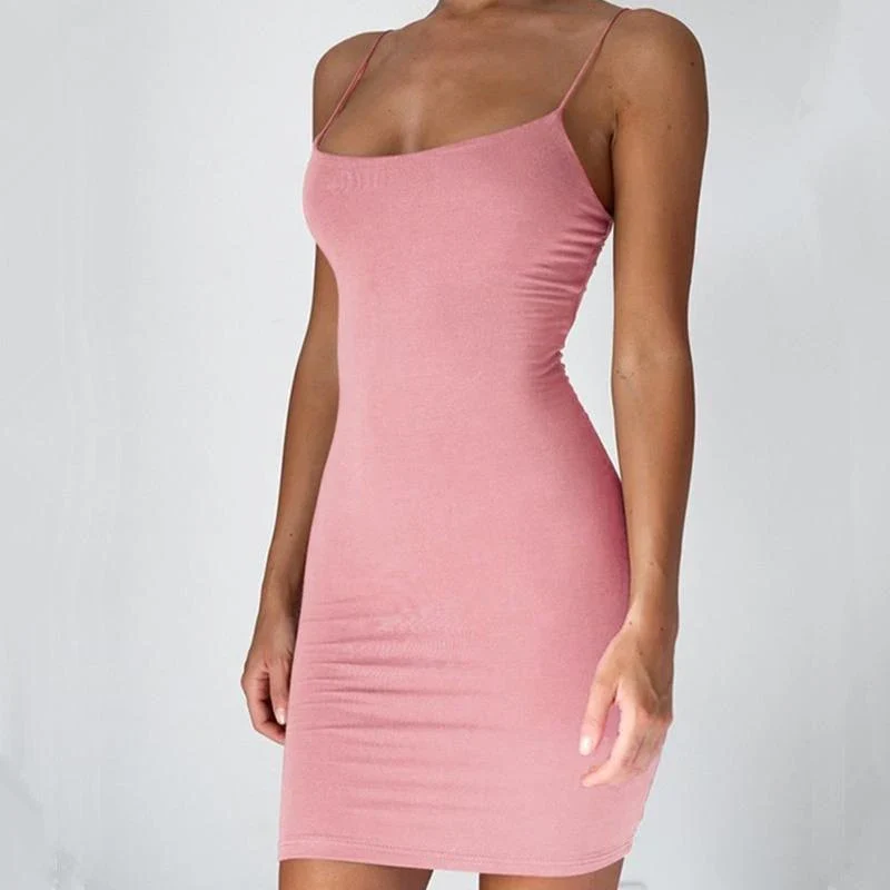 Frauen Sexy Minikleid Trägerloses Kleid Sweatkleid Spaghettiträger Rock Bodycon