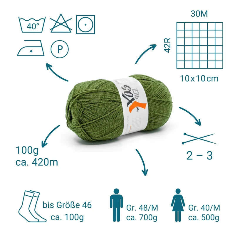 ElbSox Pier 4 | 100g Sockenwolle | 008 - Seetanggrün