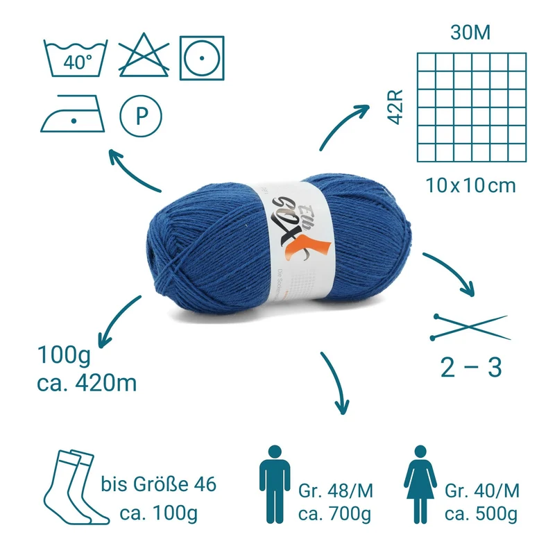 ElbSox Pier 4 | 100g Sockenwolle | 003 - Tiefseeblau