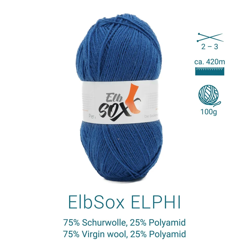 ElbSox Pier 4 | 100g Sockenwolle | 003 - Tiefseeblau