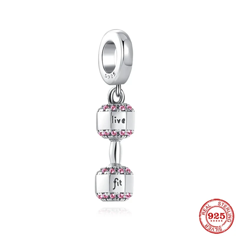 Charms Anhänger 925er Sterling Silber Charm Armband Gym Hantel Damen Geschenk
