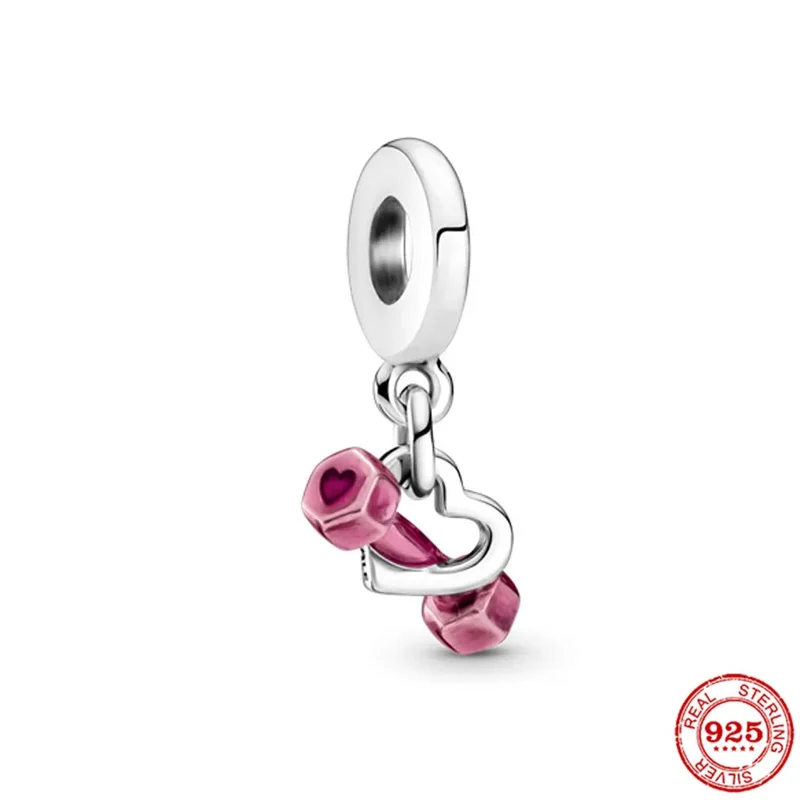 Charms Anhänger 925er Sterling Silber Charm Armband Gym Hantel Damen Geschenk