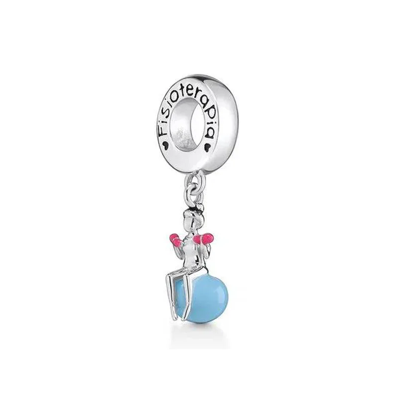Charms Anhänger 925er Sterling Silber Charm Armband Gym Hantel Damen Geschenk