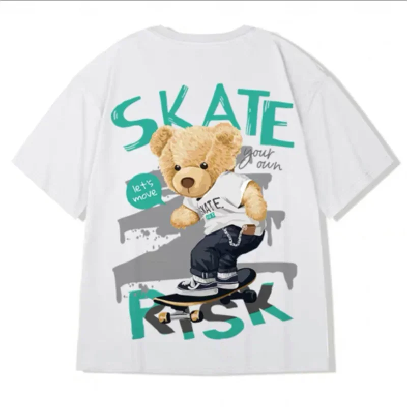 Trendy Herren Plus Size Skater T-Shirt Rundhals Sommer Hip Hop Streetwear Top