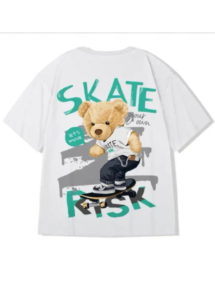 Trendy Herren Plus Size Skater T-Shirt Rundhals Sommer Hip Hop Streetwear Top