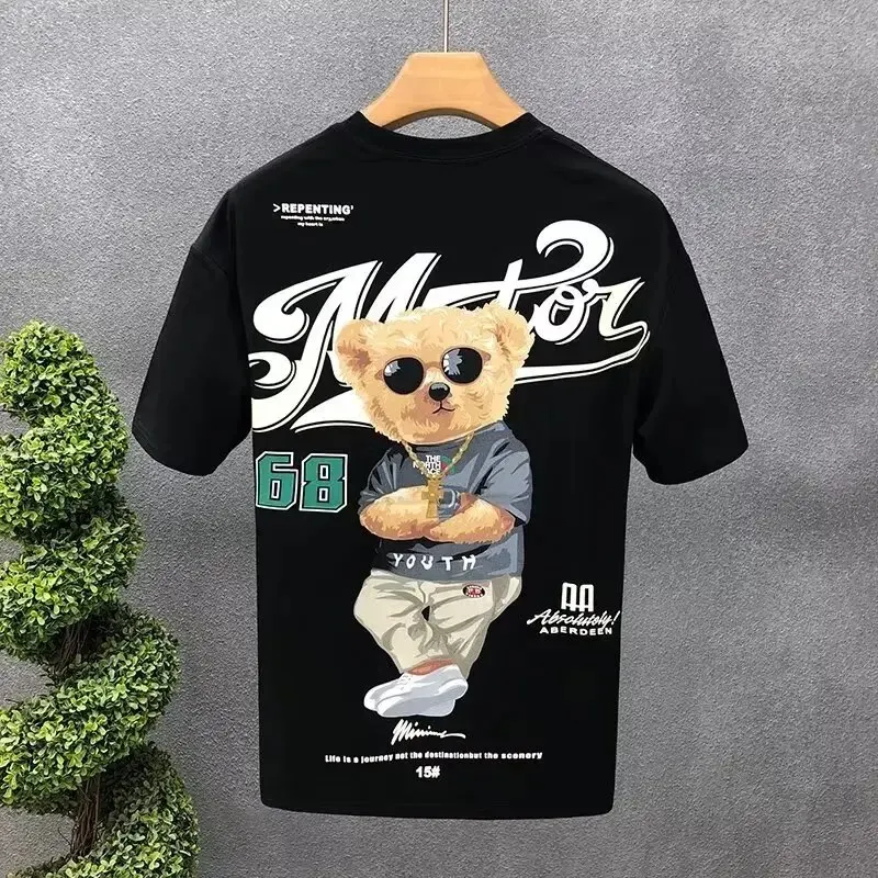 Trendy Herren Plus Size T-Shirt Rundhals Unisex Sommer Hip Hop Streetwear Top