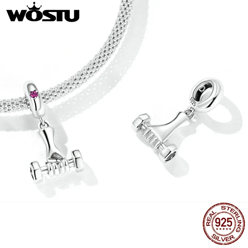 Charms Anhänger 925er Sterling Silber Charm Armband Gym Hantel Damen Geschenk