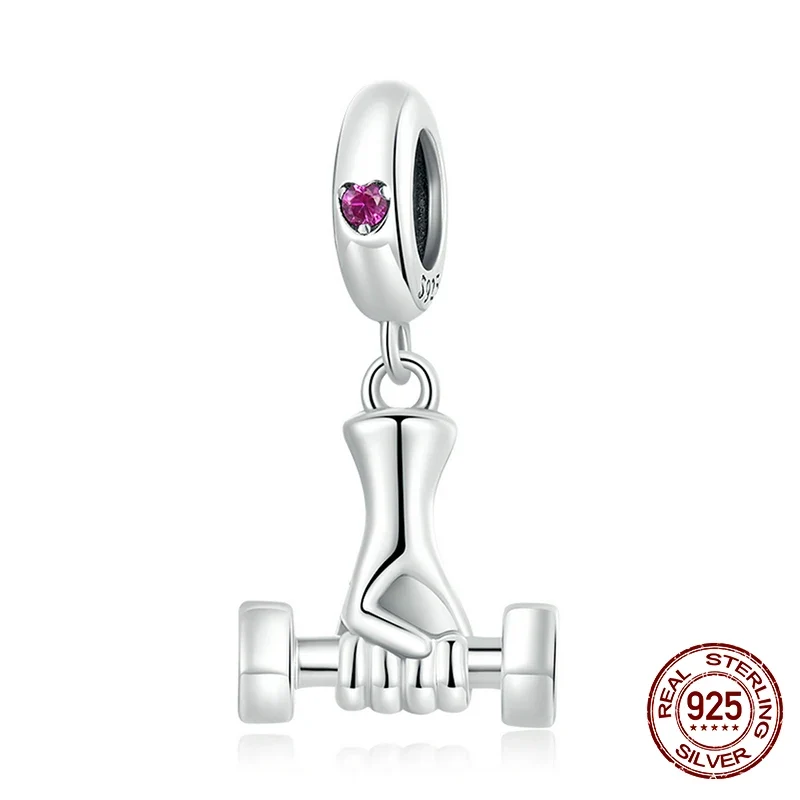 Charms Anhänger 925er Sterling Silber Charm Armband Gym Hantel Damen Geschenk