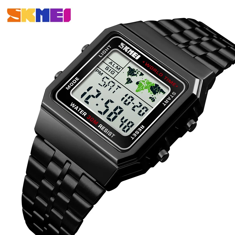 Herren Armbanduhr Digital Uhr Silber Edelstahl Quarzuhr Luxus Chronograph