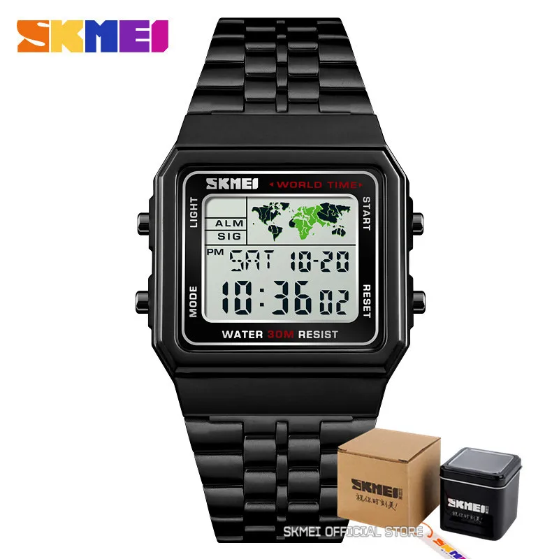 Herren Armbanduhr Digital Uhr Silber Edelstahl Quarzuhr Luxus Chronograph