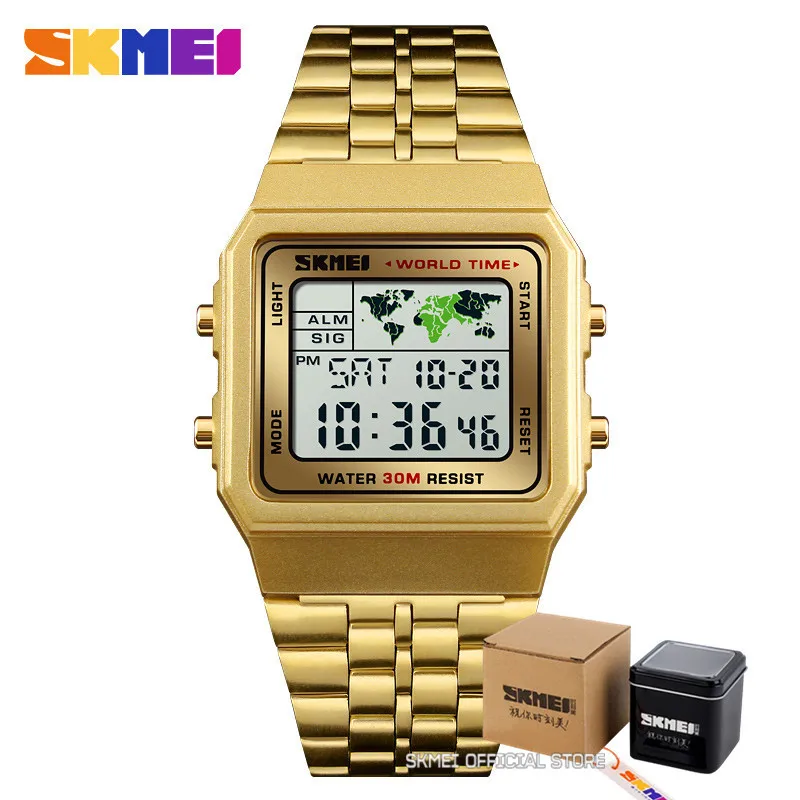 Herren Armbanduhr Digital Uhr Silber Edelstahl Quarzuhr Luxus Chronograph