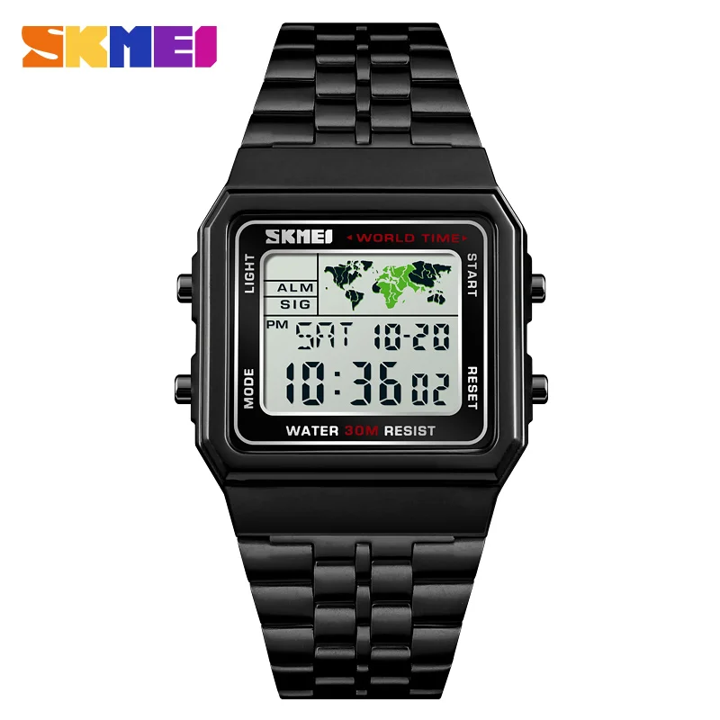 Herren Armbanduhr Digital Uhr Silber Edelstahl Quarzuhr Luxus Chronograph