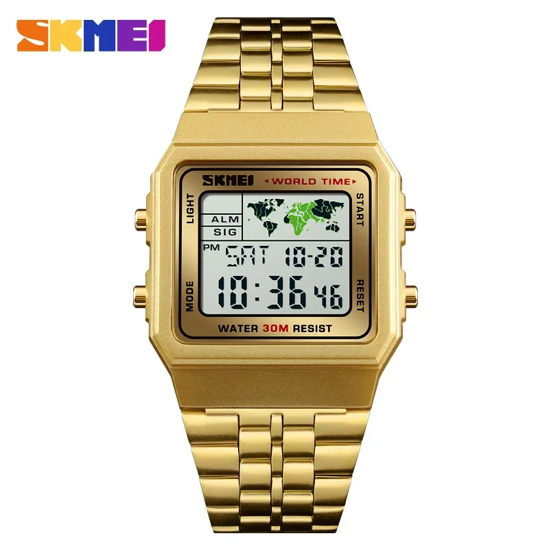 Herren Armbanduhr Digital Uhr Silber Edelstahl Quarzuhr Luxus Chronograph