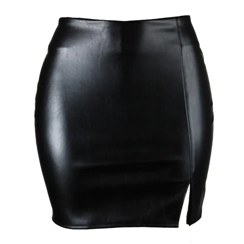 Sexy Damen Lederrock Minirock PU Mini Rock Bodycon Partyrock Clubwear