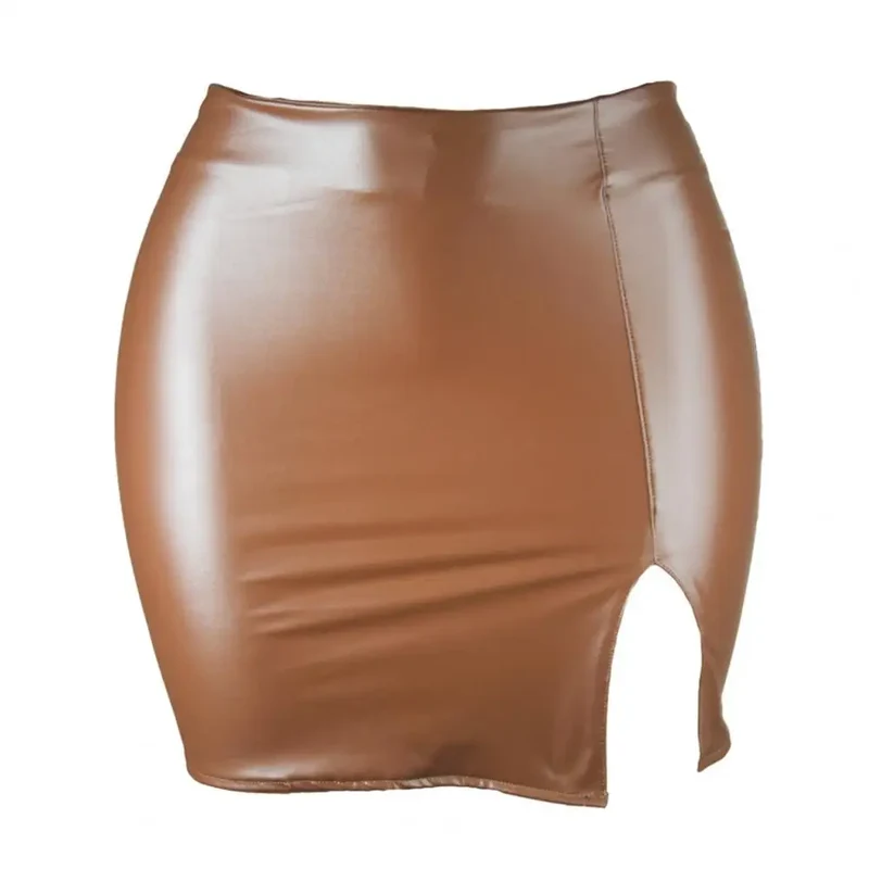 Sexy Damen Lederrock Minirock PU Mini Rock Bodycon Partyrock Clubwear
