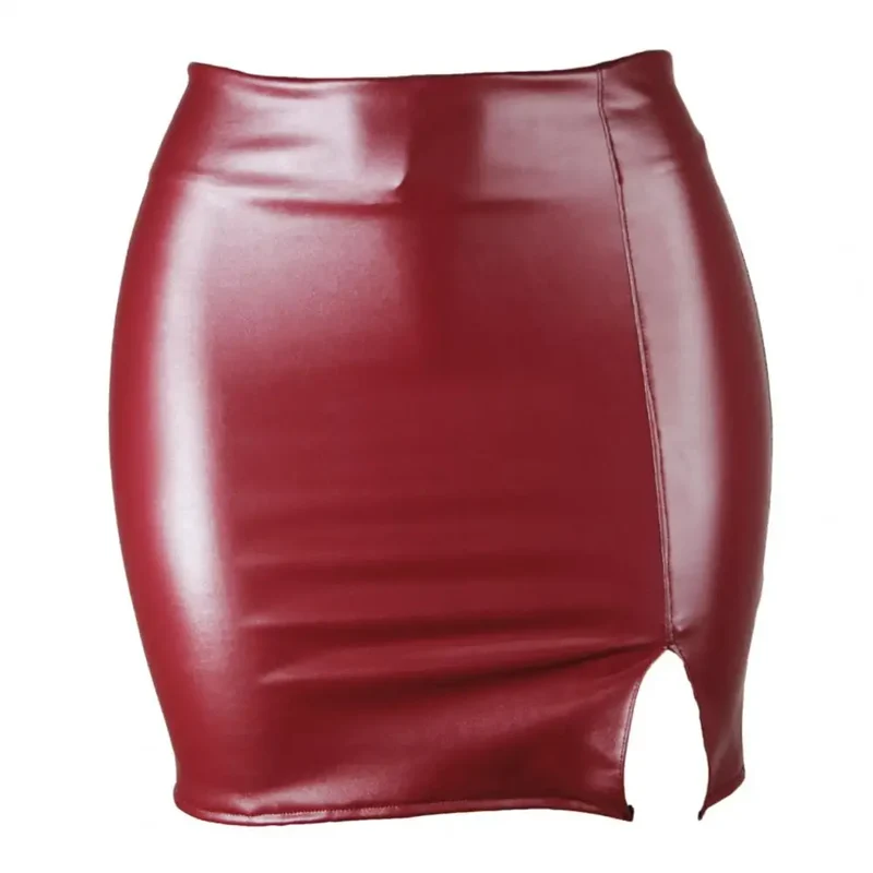 Sexy Damen Lederrock Minirock PU Mini Rock Bodycon Partyrock Clubwear