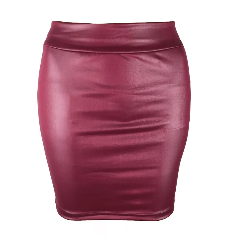 Damen Lederrock Minirock PU Mini Rock Bodycon Partyrock Clubwear langer Rock