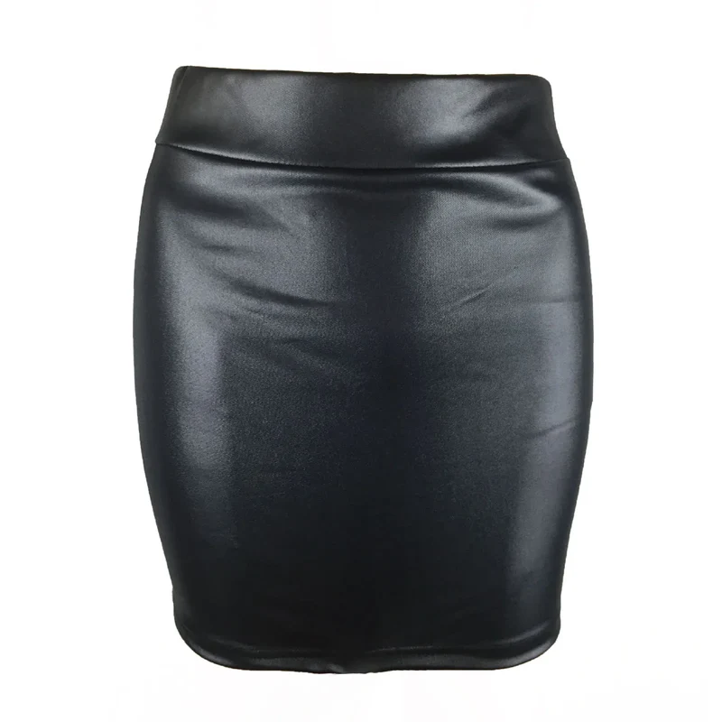 Damen Lederrock Minirock PU Mini Rock Bodycon Partyrock Clubwear langer Rock
