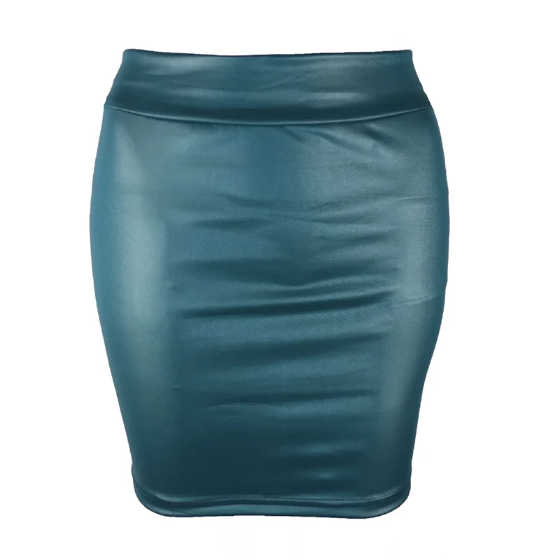 Damen Lederrock Minirock PU Mini Rock Bodycon Partyrock Clubwear langer Rock