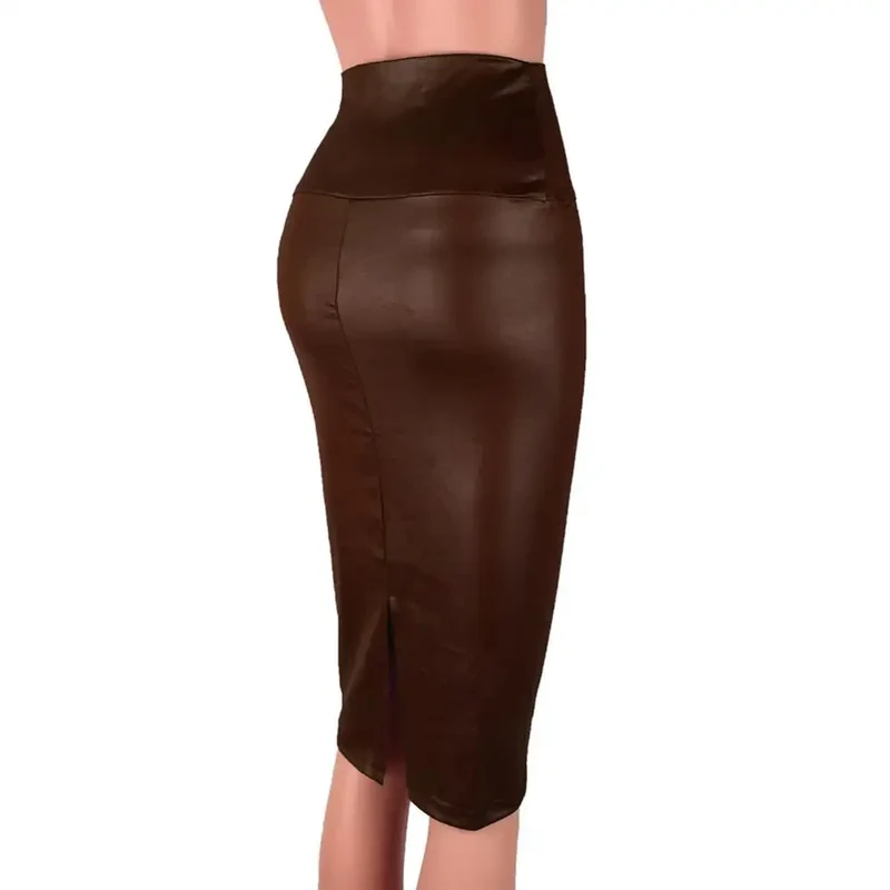 Damen Lederrock Minirock PU Mini Rock Bodycon Partyrock Clubwear langer Rock